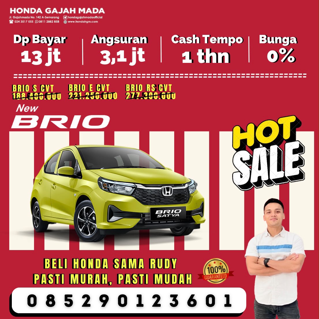 Promo Honda Brio Semarang: DP 13 Juta & Bunga 0% (2026)