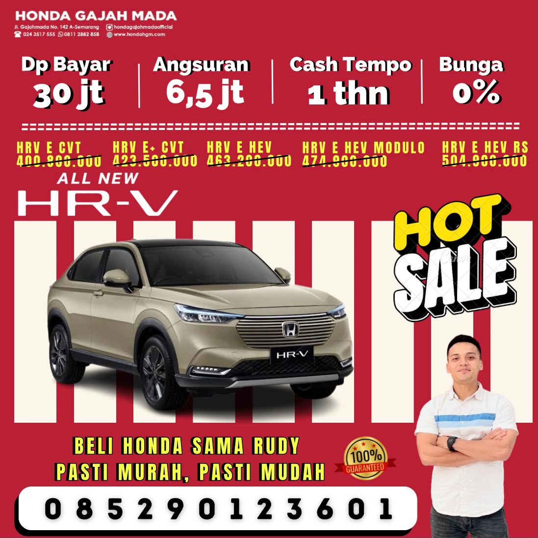 Promo Honda HR-V Semarang: DP 30 Juta, Angsuran 6,5 Juta & Bunga 0%!